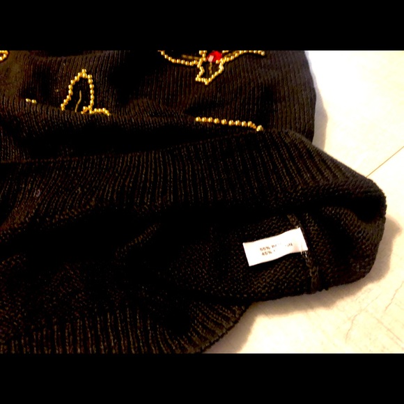 NEW-Rhinestones Black Cardigan Sweater Top - Picture 12 of 12